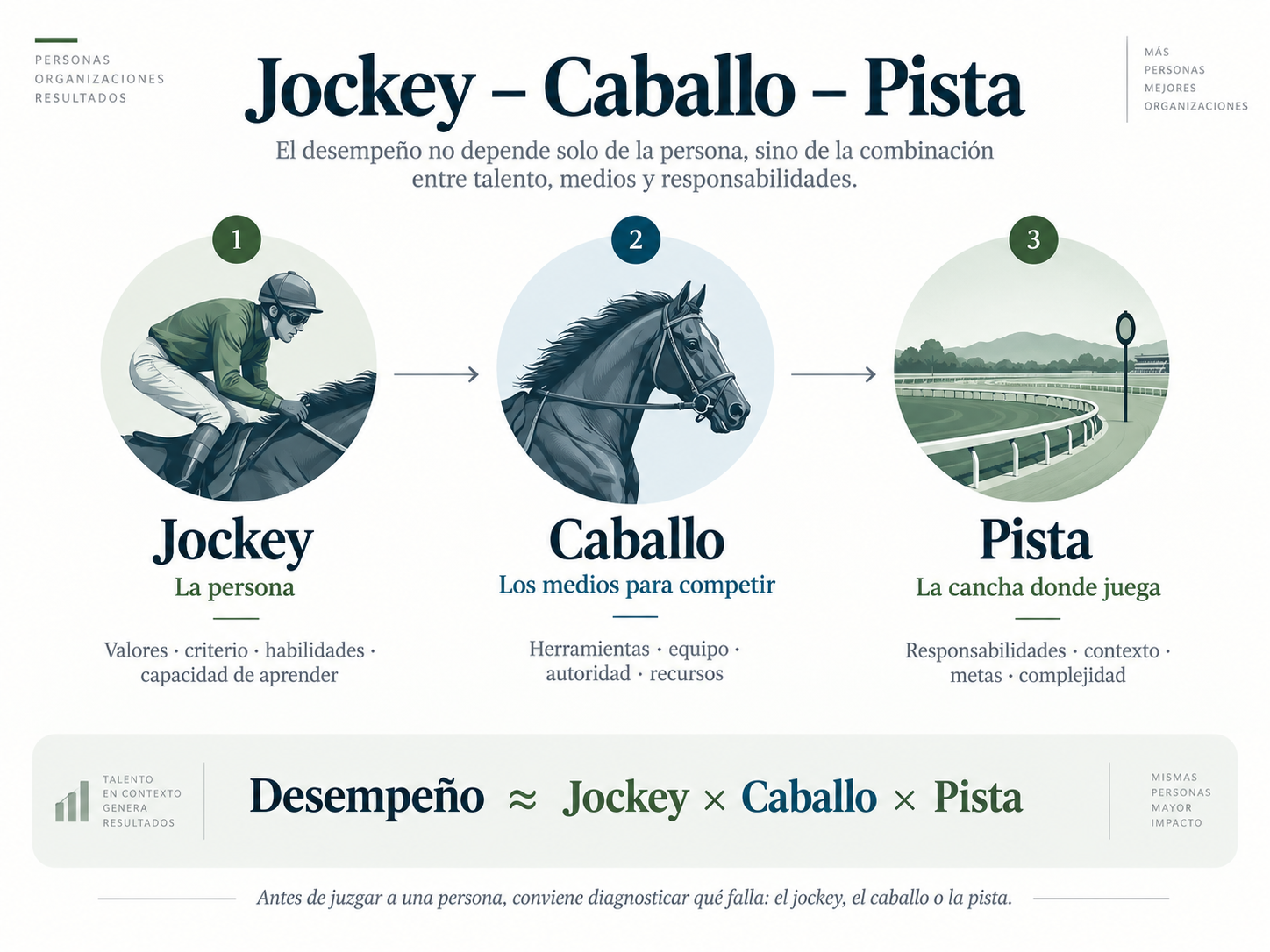 Modelo Jockey Caballo y Pista aplicado a personas, recursos y responsabilidades en cargos clave